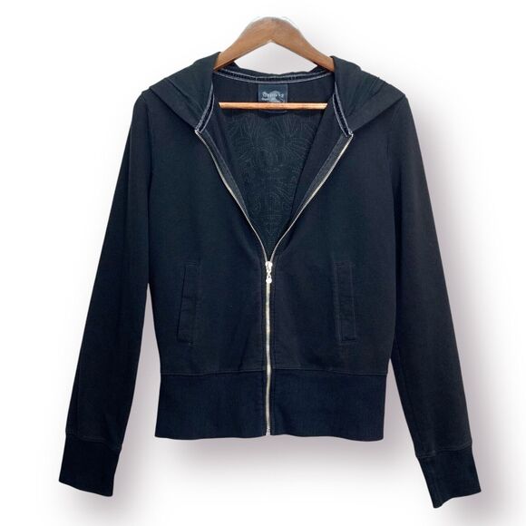 Y2K Express Track Jacket Hoodie Size M Full Zip Rhinestone Bling Trashy 00s - Picture 2 of 10